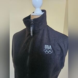 Team USA Olympic Embroidered Fleece Vest Black